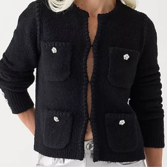 J.crew black Odette sweater cardigan lady jacket with jewel buttons size 2X - Picture 2 of 7